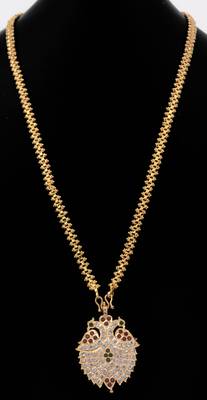 Gandaberunda pendant necklace medium length one gram gold 2