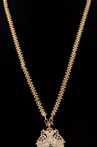 Gandaberunda pendant necklace medium length one gram gold
