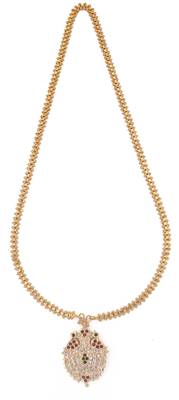 Gandaberunda pendant necklace medium length one gram gold 3