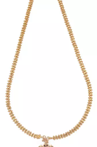 Gandaberunda pendant necklace medium length one gram gold