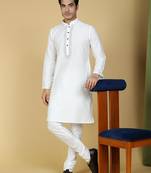 SULTAN WHITE COTTON SILK KURTA FOR MEN