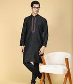 SULTAN BLACK COTTON SILK KURTA FOR MEN
