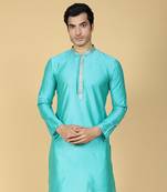 SULTAN SEA GREEN COTTON SILK KURTA FOR MEN