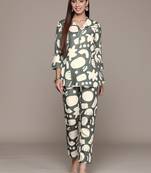 Ziyaa women's green poly rayon a-line kurta and palazzo set