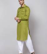 SULTAN LIGHT OLIVE COTTON BLEND PATHANI FOR MEN