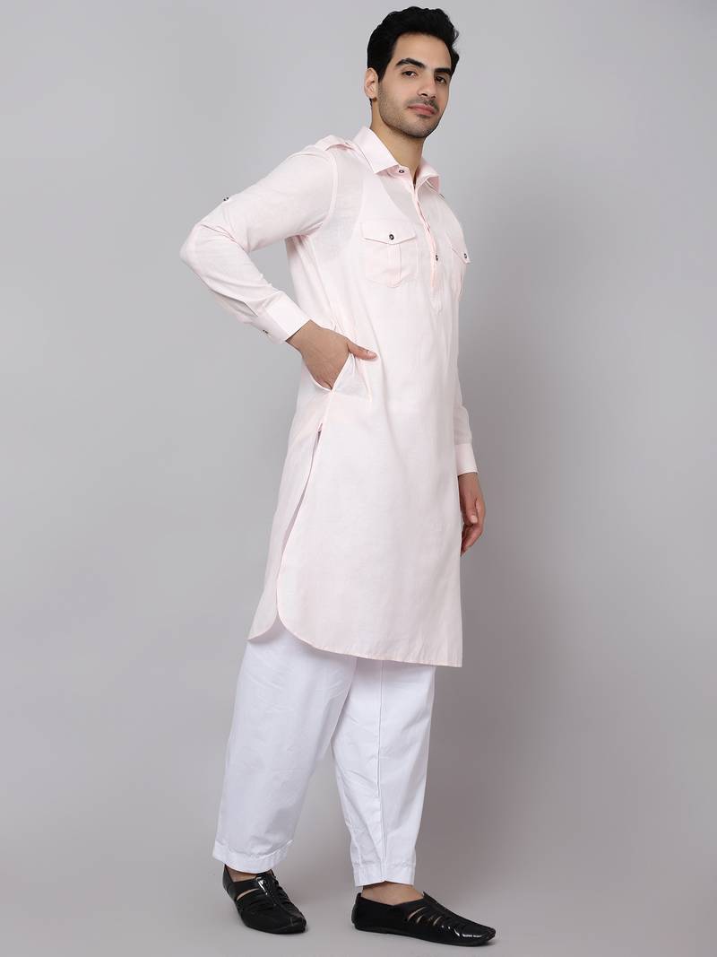 SULTAN LIGHT PINK COTTON BLEND PATHANI FOR MEN