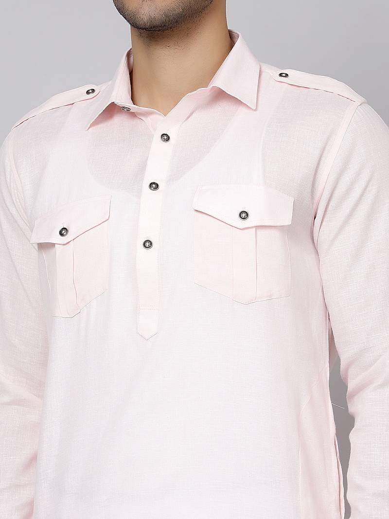 SULTAN LIGHT PINK COTTON BLEND PATHANI FOR MEN