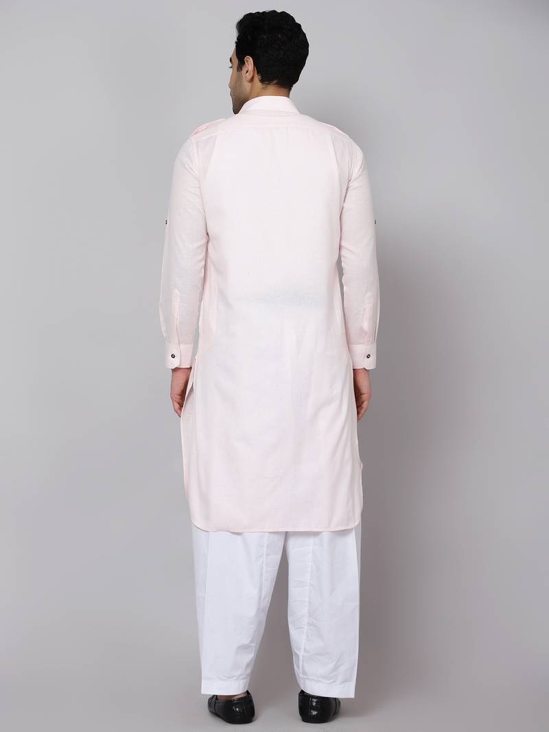 SULTAN LIGHT PINK COTTON BLEND PATHANI FOR MEN