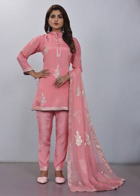 Premium viscose and jacquard butta zari with embroidered salwar suit 1