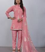 Premium viscose and jacquard butta zari with embroidered salwar suit