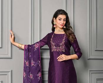 Premium embroidered & digital print dupatta and trim embroidery cotton silk salwar suit 2