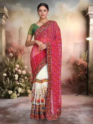 Pink Embroidered Georgette Saree With Blouse 1