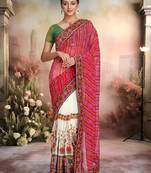 Pink Embroidered Georgette Saree With Blouse