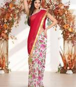   purple printed georgette saree with blouse