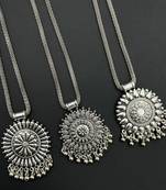 Oxidized handmade silver plated ghungroo necklace combo set of 3 indian beautiful traditional ethnic wear unique design