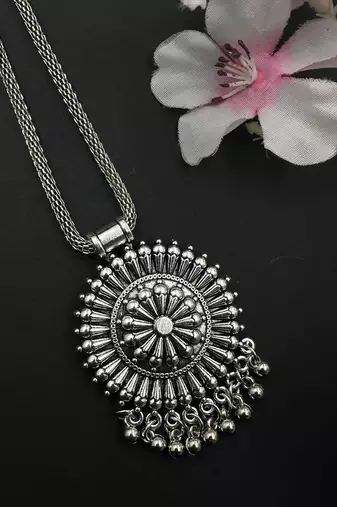 Oxidized handmade silver plated ghungroo necklace combo set of 3 indian beautiful traditional ethnic wear unique design