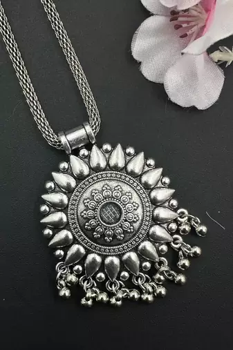 Oxidized handmade silver plated ghungroo necklace combo set of 3 indian beautiful traditional ethnic wear unique design