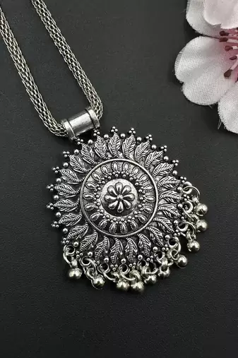 Oxidized handmade silver plated ghungroo necklace combo set of 3 indian beautiful traditional ethnic wear unique design