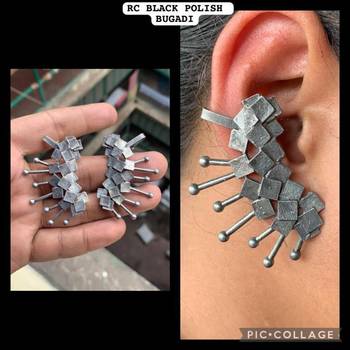 Oxidized silver beautiful handmade bugadi for women indian unique designed traditional jewelry silver plated jewelry 1