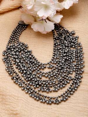 Oxidized silver plated handmade multi layered adjustable necklace party wear jewelry necklace for women & girls jewelry 1