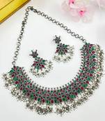 Multicolor stone oxidised necklace set indian jewellery