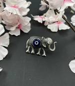Ethnic traditional statement evil eye elephant silver oxidized finger ring: german indian silver plated boho jewelry