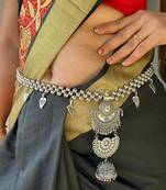 Oxidized silver kamarpatta waistbelt for women - elegant & stylish belly chain for weddings, other occasions - stunning