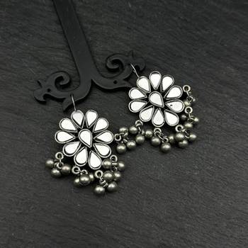 Mirror silver stud earrings 1