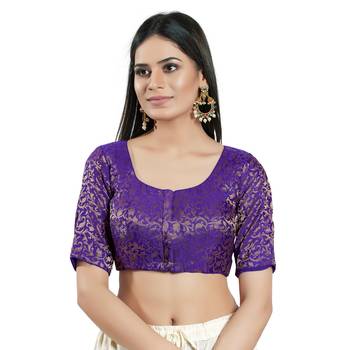 Padded Brocade Round Neck Blouse 1