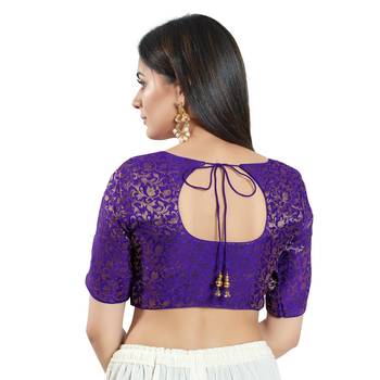 Padded Brocade Round Neck Blouse 2