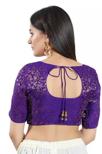 Padded Brocade Round Neck Blouse