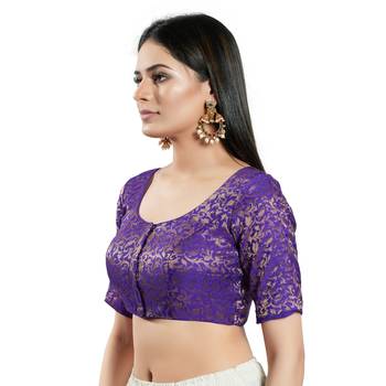 Padded Brocade Round Neck Blouse 4