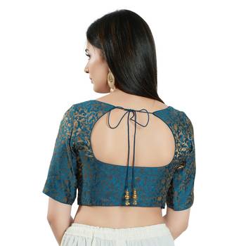 Padded Brocade Round Neck Blouse 2
