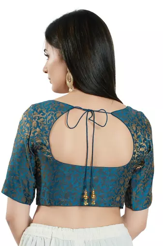 Padded Brocade Round Neck Blouse