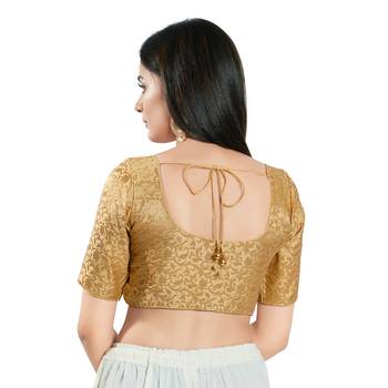 Padded Brocade Round Neck Blouse 2