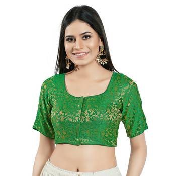 Padded Brocade Round Neck Blouse 1
