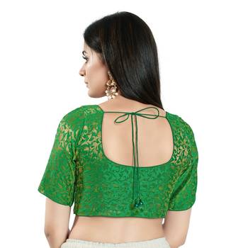 Padded Brocade Round Neck Blouse 2