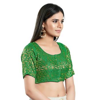 Padded Brocade Round Neck Blouse 3