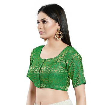Padded Brocade Round Neck Blouse 4