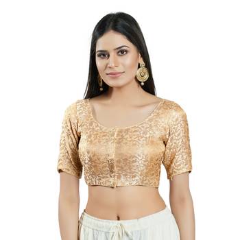 Padded Brocade Round Neck Blouse 1