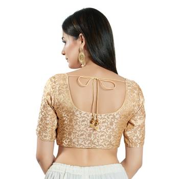Padded Brocade Round Neck Blouse 2
