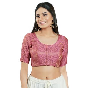 Padded Brocade Round Neck Blouse 1