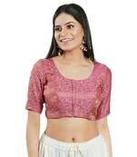 Padded Brocade Round Neck Blouse