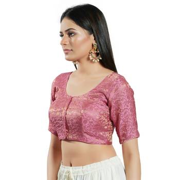 Padded Brocade Round Neck Blouse 4