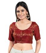 Padded Brocade Round Neck Blouse