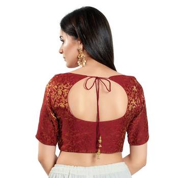 Padded Brocade Round Neck Blouse 2