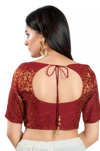 Padded Brocade Round Neck Blouse