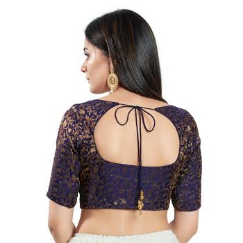 Padded Brocade Round Neck Blouse 2