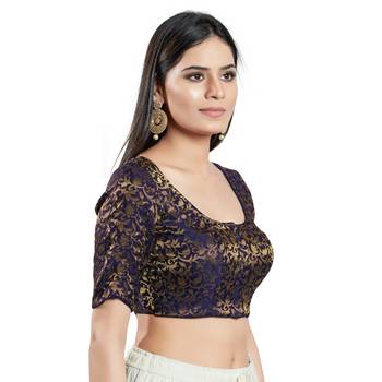 Padded Brocade Round Neck Blouse 3