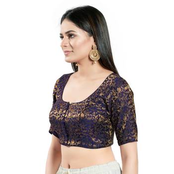Padded Brocade Round Neck Blouse 4
